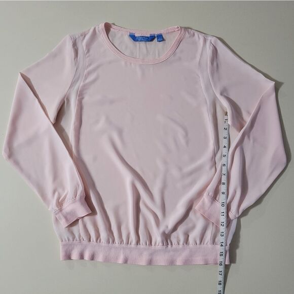 Simply Vera Vera Wang Peach Pink Chiffon Sweatshirt Style Pullover Top - Picture 5 of 10